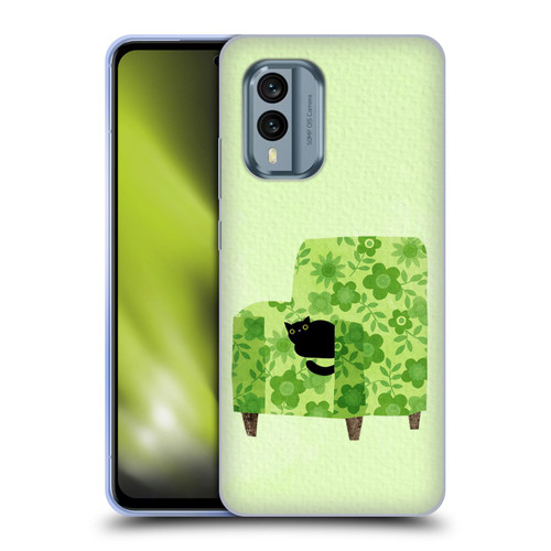 Planet Cat Arm Chair Pear Green Chair Cat Soft Gel Case for Nokia X30