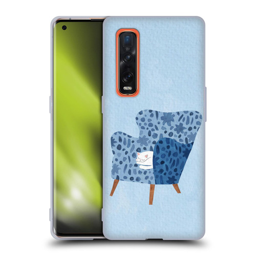 Planet Cat Arm Chair Cornflower Chair Cat Soft Gel Case for OPPO Find X2 Pro 5G