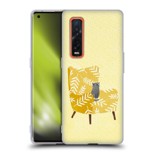 Planet Cat Arm Chair Mustard Chair Cat Soft Gel Case for OPPO Find X2 Pro 5G