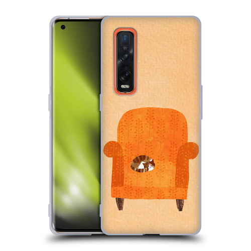 Planet Cat Arm Chair Orange Chair Cat Soft Gel Case for OPPO Find X2 Pro 5G
