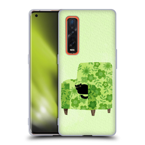 Planet Cat Arm Chair Pear Green Chair Cat Soft Gel Case for OPPO Find X2 Pro 5G