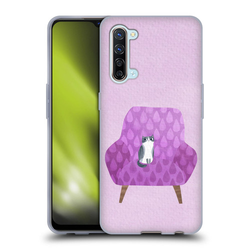 Planet Cat Arm Chair Lilac Chair Cat Soft Gel Case for OPPO Find X2 Lite 5G
