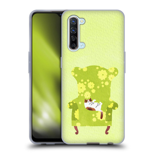 Planet Cat Arm Chair Lime Chair Cat Soft Gel Case for OPPO Find X2 Lite 5G