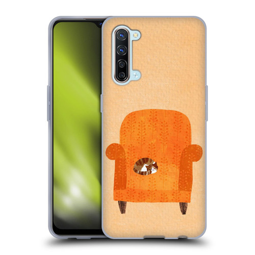 Planet Cat Arm Chair Orange Chair Cat Soft Gel Case for OPPO Find X2 Lite 5G