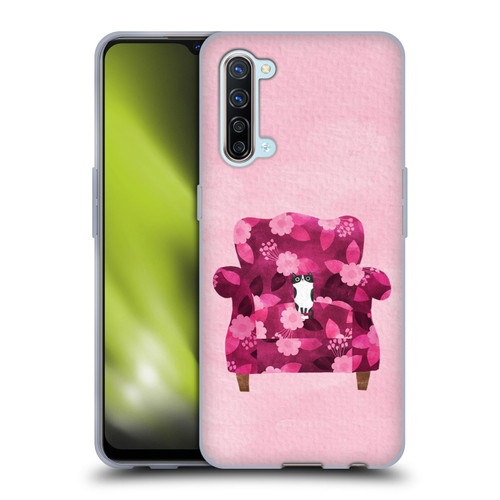 Planet Cat Arm Chair Raspberry Chair Cat Soft Gel Case for OPPO Find X2 Lite 5G