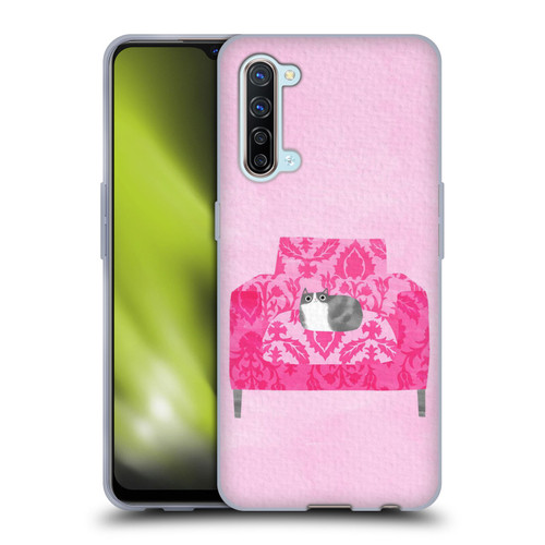 Planet Cat Arm Chair Rose Chair Cat Soft Gel Case for OPPO Find X2 Lite 5G