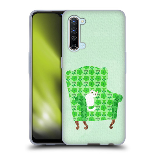 Planet Cat Arm Chair Spring Green Chair Cat Soft Gel Case for OPPO Find X2 Lite 5G