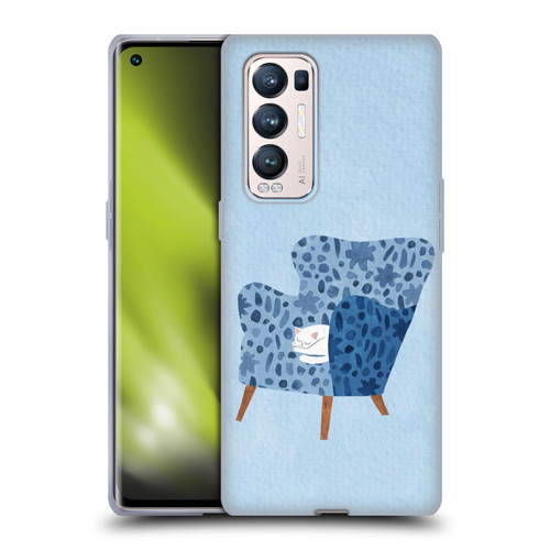 Planet Cat Arm Chair Cornflower Chair Cat Soft Gel Case for OPPO Find X3 Neo / Reno5 Pro+ 5G