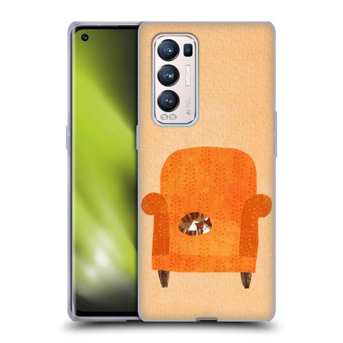 Planet Cat Arm Chair Orange Chair Cat Soft Gel Case for OPPO Find X3 Neo / Reno5 Pro+ 5G