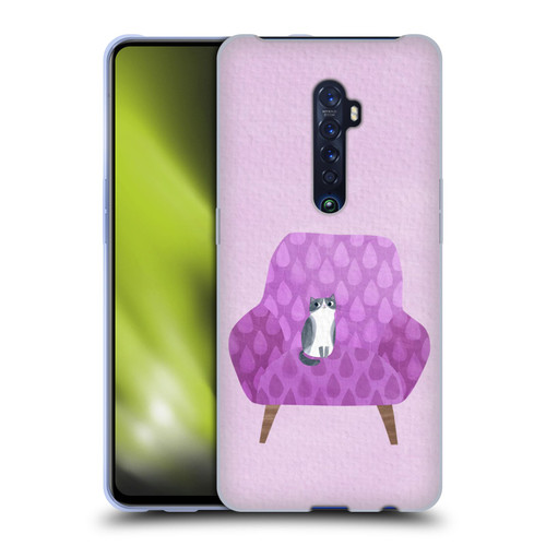 Planet Cat Arm Chair Lilac Chair Cat Soft Gel Case for OPPO Reno 2
