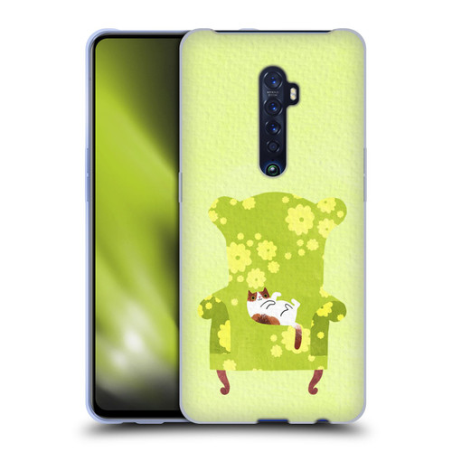 Planet Cat Arm Chair Lime Chair Cat Soft Gel Case for OPPO Reno 2