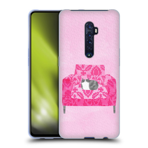 Planet Cat Arm Chair Rose Chair Cat Soft Gel Case for OPPO Reno 2