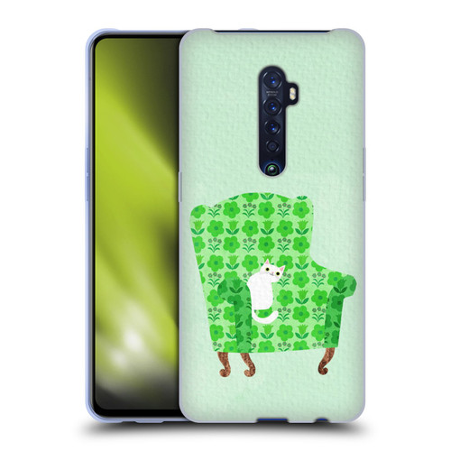 Planet Cat Arm Chair Spring Green Chair Cat Soft Gel Case for OPPO Reno 2