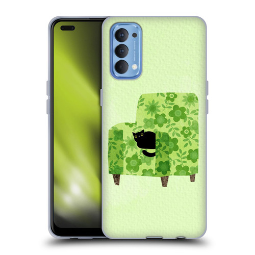 Planet Cat Arm Chair Pear Green Chair Cat Soft Gel Case for OPPO Reno 4 5G