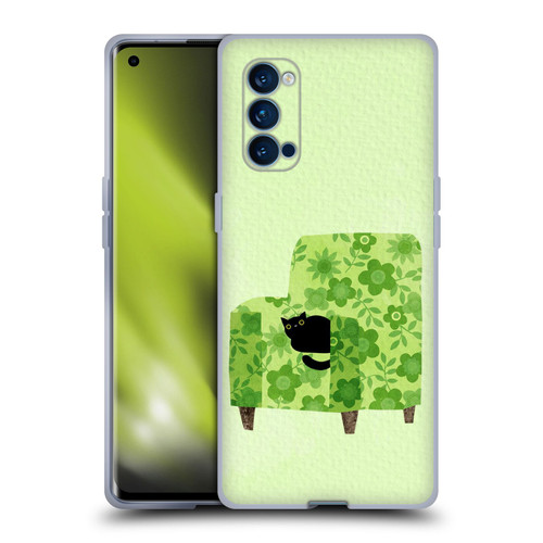 Planet Cat Arm Chair Pear Green Chair Cat Soft Gel Case for OPPO Reno 4 Pro 5G