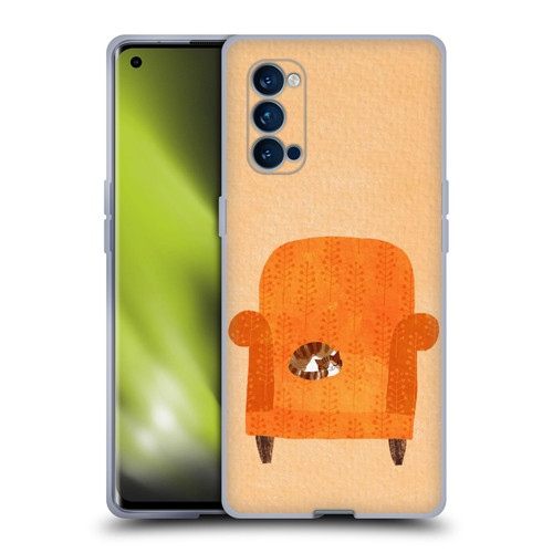 Planet Cat Arm Chair Orange Chair Cat Soft Gel Case for OPPO Reno 4 Pro 5G