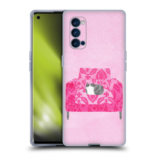 Planet Cat Arm Chair Rose Chair Cat Soft Gel Case for OPPO Reno 4 Pro 5G