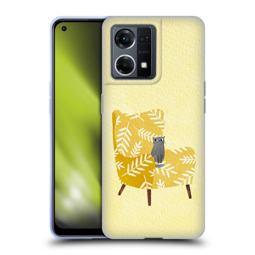 Planet Cat Arm Chair Mustard Chair Cat Soft Gel Case for OPPO Reno8 4G