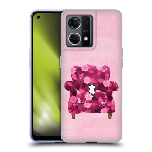Planet Cat Arm Chair Raspberry Chair Cat Soft Gel Case for OPPO Reno8 4G