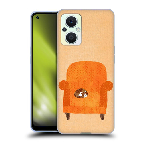 Planet Cat Arm Chair Orange Chair Cat Soft Gel Case for OPPO Reno8 Lite