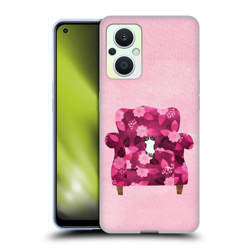 Planet Cat Arm Chair Raspberry Chair Cat Soft Gel Case for OPPO Reno8 Lite