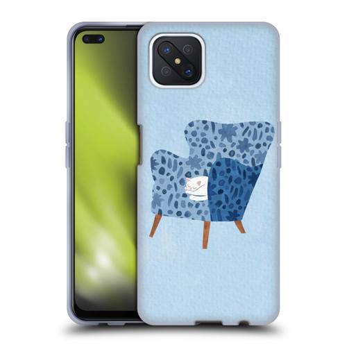 Planet Cat Arm Chair Cornflower Chair Cat Soft Gel Case for OPPO Reno4 Z 5G