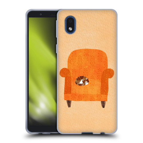 Planet Cat Arm Chair Orange Chair Cat Soft Gel Case for Samsung Galaxy A01 Core (2020)