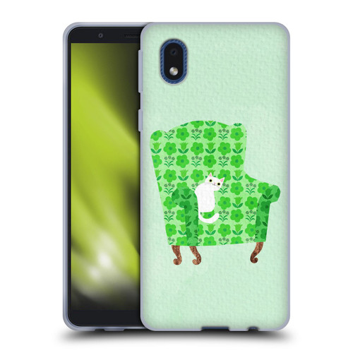 Planet Cat Arm Chair Spring Green Chair Cat Soft Gel Case for Samsung Galaxy A01 Core (2020)