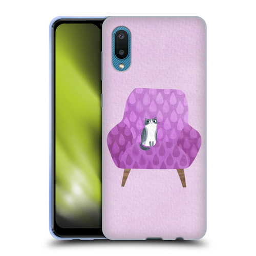 Planet Cat Arm Chair Lilac Chair Cat Soft Gel Case for Samsung Galaxy A02/M02 (2021)