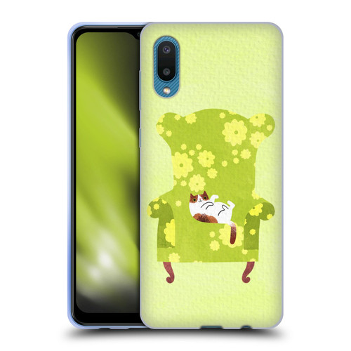 Planet Cat Arm Chair Lime Chair Cat Soft Gel Case for Samsung Galaxy A02/M02 (2021)