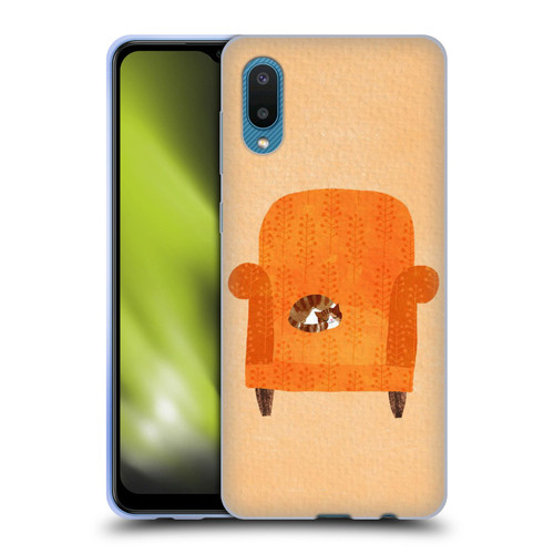Planet Cat Arm Chair Orange Chair Cat Soft Gel Case for Samsung Galaxy A02/M02 (2021)