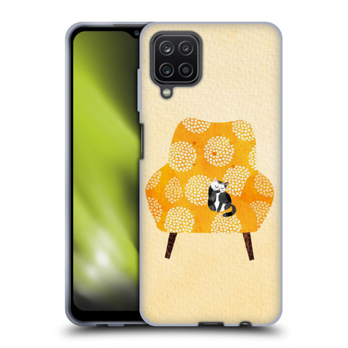 Planet Cat Arm Chair Honey Chair Cat Soft Gel Case for Samsung Galaxy A12 (2020)