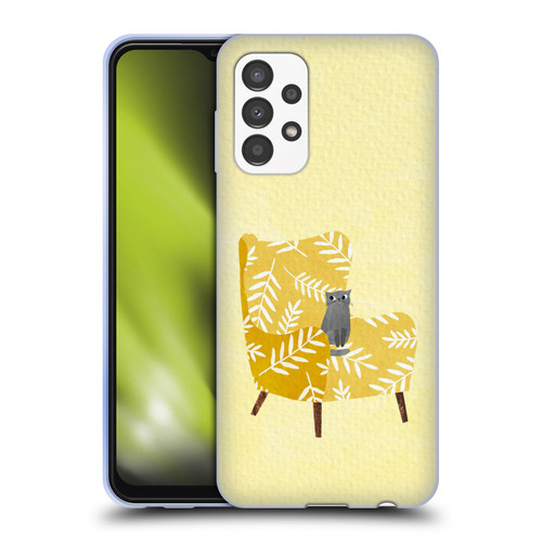 Planet Cat Arm Chair Mustard Chair Cat Soft Gel Case for Samsung Galaxy A13 (2022)