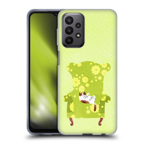 Planet Cat Arm Chair Lime Chair Cat Soft Gel Case for Samsung Galaxy A23 / 5G (2022)