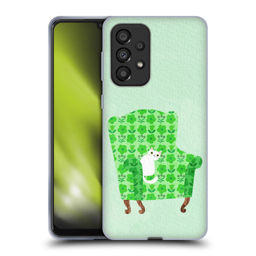 Planet Cat Arm Chair Spring Green Chair Cat Soft Gel Case for Samsung Galaxy A33 5G (2022)