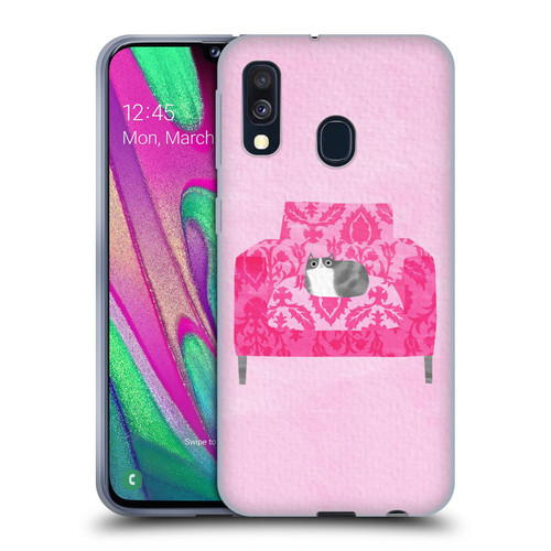 Planet Cat Arm Chair Rose Chair Cat Soft Gel Case for Samsung Galaxy A40 (2019)
