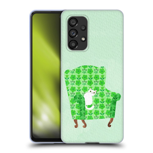 Planet Cat Arm Chair Spring Green Chair Cat Soft Gel Case for Samsung Galaxy A53 5G (2022)