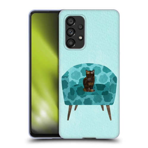 Planet Cat Arm Chair Teal Chair Cat Soft Gel Case for Samsung Galaxy A53 5G (2022)