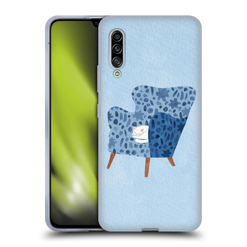 Planet Cat Arm Chair Cornflower Chair Cat Soft Gel Case for Samsung Galaxy A90 5G (2019)
