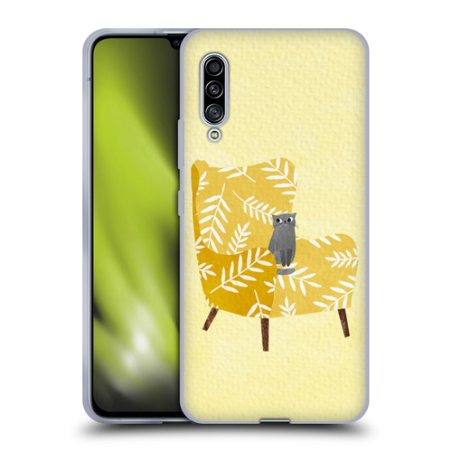 Planet Cat Arm Chair Mustard Chair Cat Soft Gel Case for Samsung Galaxy A90 5G (2019)