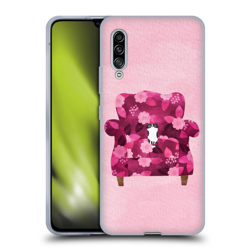 Planet Cat Arm Chair Raspberry Chair Cat Soft Gel Case for Samsung Galaxy A90 5G (2019)