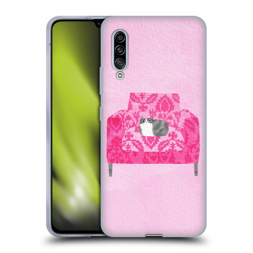 Planet Cat Arm Chair Rose Chair Cat Soft Gel Case for Samsung Galaxy A90 5G (2019)