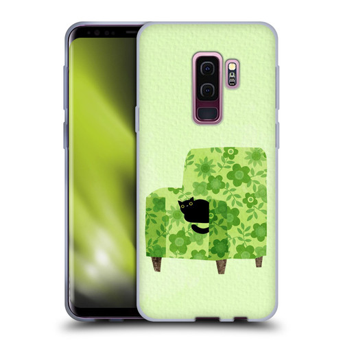 Planet Cat Arm Chair Pear Green Chair Cat Soft Gel Case for Samsung Galaxy S9+ / S9 Plus