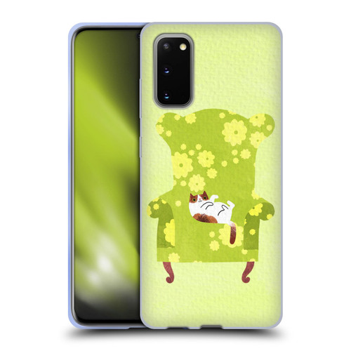Planet Cat Arm Chair Lime Chair Cat Soft Gel Case for Samsung Galaxy S20 / S20 5G