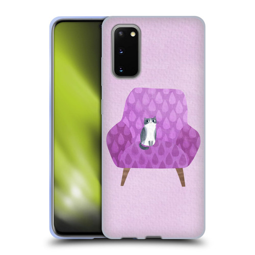 Planet Cat Arm Chair Lilac Chair Cat Soft Gel Case for Samsung Galaxy S20 / S20 5G