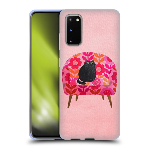 Planet Cat Arm Chair Red Chair Cat Soft Gel Case for Samsung Galaxy S20 / S20 5G