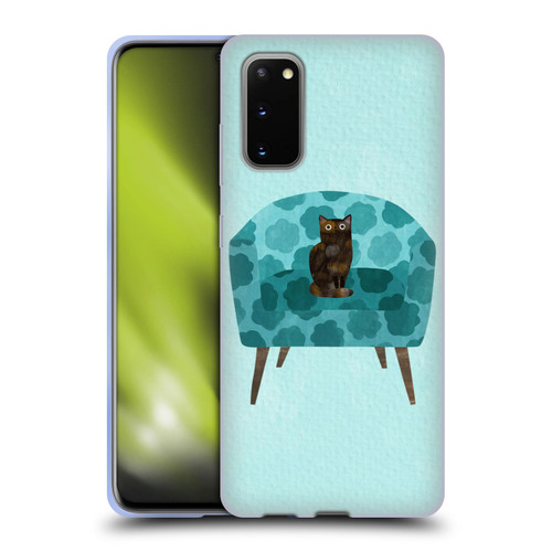 Planet Cat Arm Chair Teal Chair Cat Soft Gel Case for Samsung Galaxy S20 / S20 5G