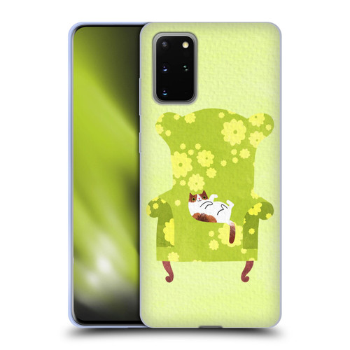 Planet Cat Arm Chair Lime Chair Cat Soft Gel Case for Samsung Galaxy S20+ / S20+ 5G