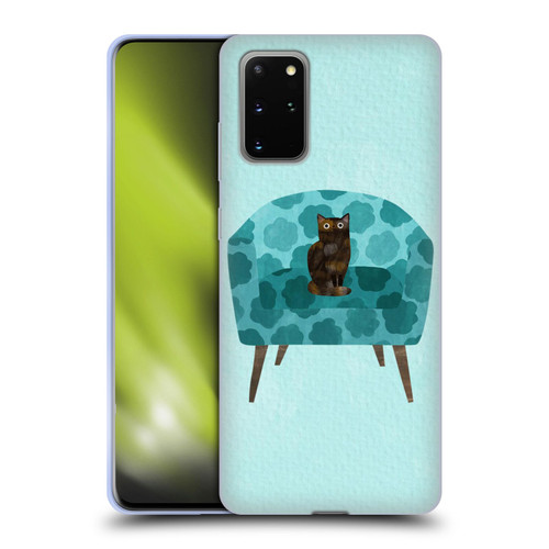 Planet Cat Arm Chair Teal Chair Cat Soft Gel Case for Samsung Galaxy S20+ / S20+ 5G