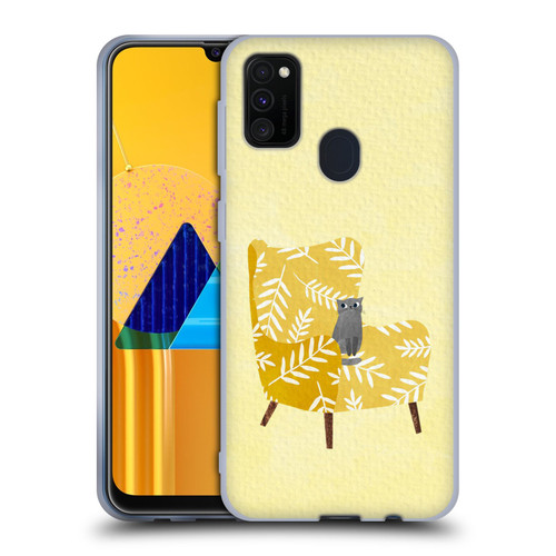 Planet Cat Arm Chair Mustard Chair Cat Soft Gel Case for Samsung Galaxy M30s (2019)/M21 (2020)
